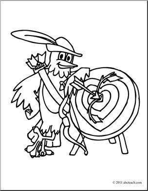 Clip Art: Valentine Robin Hood (coloring page)
