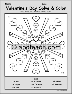 Valentine’s Day Solve & Color Packet Holiday/Seasonal