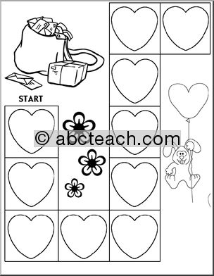 Game Board: Valentine (20 spaces; b/w)