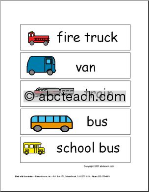 Word Wall: Transportation/Vehicles (pictures)