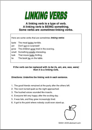 Linking Verbs 2 (elem) Rules and Practice