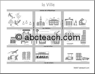 French: Town Map and Location Preposition Exercise
