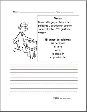 Spanish: Colorea y Escribe – “Votar” (primaria/elementaria)