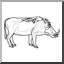 Clip Art: Warthog (coloring page)