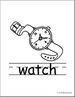 Clip Art: Basic Words: Watch B&W (poster)