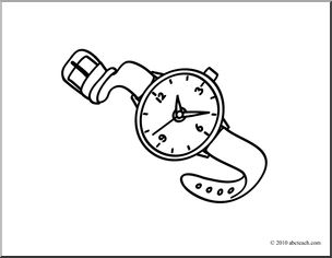 Clip Art: Basic Words: Watch (coloring page)