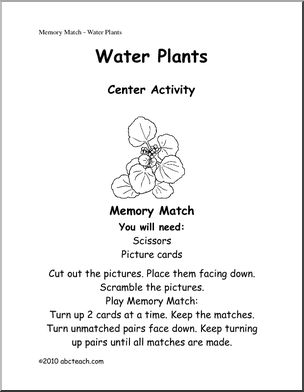 Memory Game: Water Plants (b/w) (upper elem/middle)