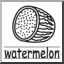 Clip Art: Basic Words: Watermelon B&W (poster)