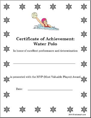 Sports Certificates: Water Polo