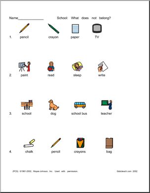 Worksheet: What does not belong? (school theme)