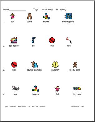 Worksheet: What does not belong? (toy theme)