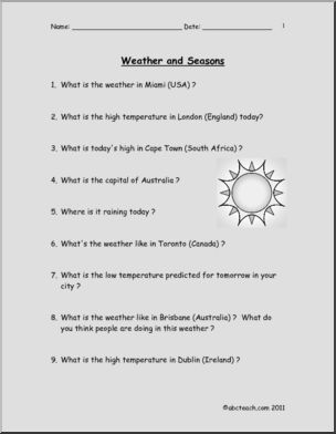 Worksheet: Internet Search: Weather Expressions (ESL)