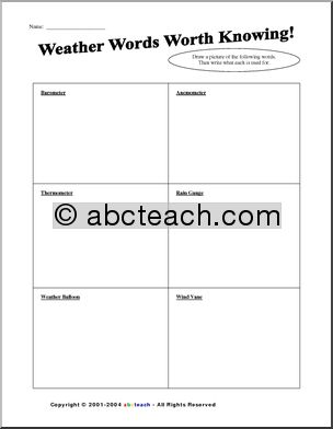 Worksheet: Weather Words (elementary)