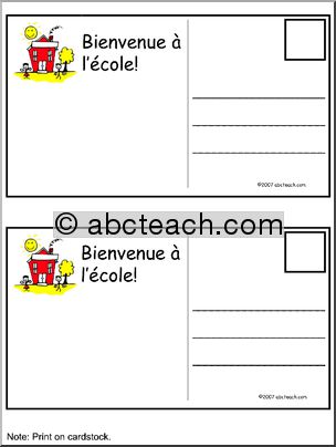 French: Carte postale, Bienvenue â€¡ lÃ­Ãˆcole