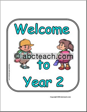 Sign:  Welcome to Year 2  (UK)