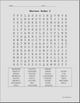 Word Search: Western Rodeo