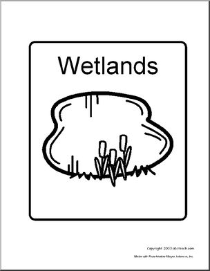 Sign: Wetlands (coloring book version)