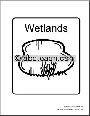 Sign: Wetlands (coloring book version)