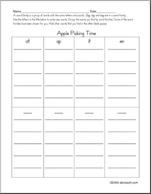 Apple Picking Time Word Families/Make a Word