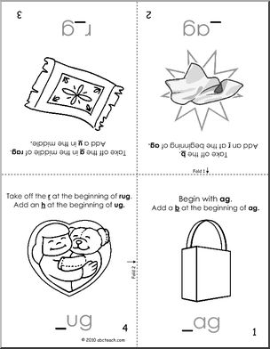 Blank Booklet of ag-ug Words (b/w) (foldable) (k-1) Words from Words