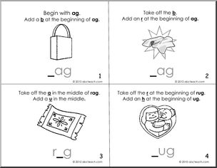 Blank Booklet of ag-ug Words (b/w) (k-1) Words from Words