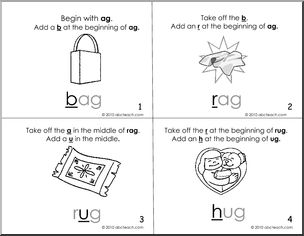 Booklet of ag-ug Words (b/w) (k-1) Words from Words