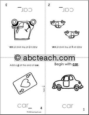 car Words Blank Foldable Book (b/w) (k-1) Words from Words