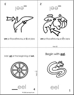 eel Words Foldable Blank Booklet (b/w) (k-1) Words from Words