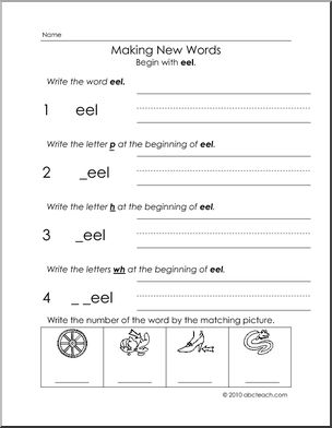 eel Words Make Words Worksheet (k-1) Words from Words