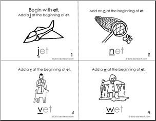 Booklet of et Words (b/w) (k-1) Words from Words