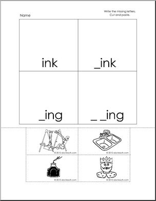ing-ink Words Worksheet Cut & Paste (K-1) Words from Words