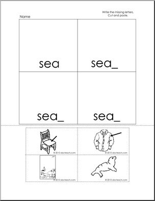 sea Words Worksheet Cut and Paste (K-1) Words from Words