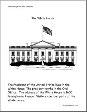 Color and Read: U.S. Symbols – The White House (primary)