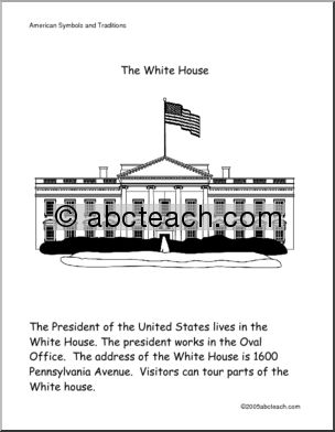 Color and Read: U.S. Symbols – The White House (primary)