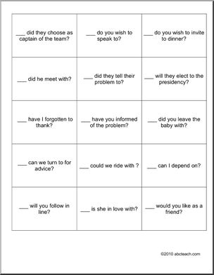 Game Cards:  “Whom” Cards for Wh- Word Game (ESL)