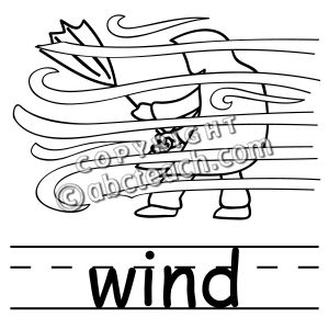 Clip Art: Basic Words: Wind 1 B&W (poster)