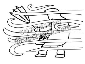 Clip Art: Basic Words: Wind 1 (coloring page)