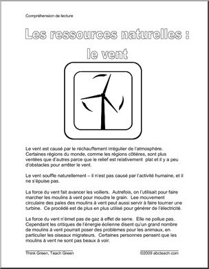 French: ComprÃˆhension de lecture–Les Ressources naturelles–le vent