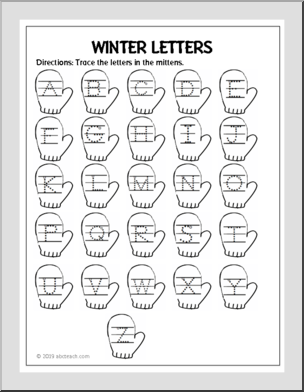 Winter Letters – Trace and Ordering Winter Mittens