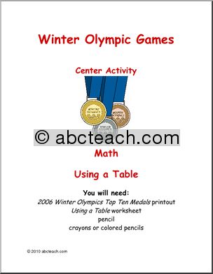 Past Olympics: Learning Center: Winter Olympics Math Table