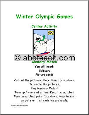 Learning Center: Winter Olympic Memory Match