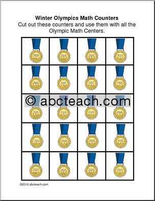 Winter Olympics Medal Math Counters Learning Center