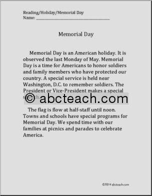 Color and Read: Memorial Day (primary)
