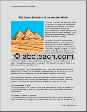 Comprehension: Landmarks – Seven Wonders of the Ancient World