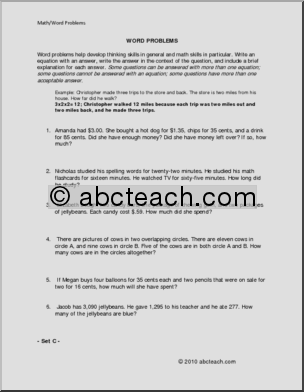 Set C (elem/upper elem) Word Problems