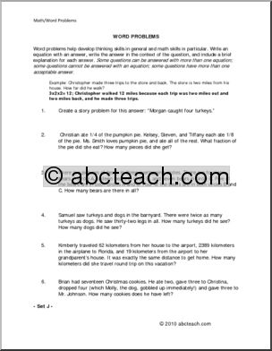 Set J (elem/upper elem) Word Problems