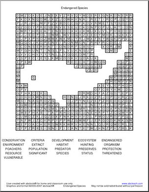 Word Search: Endangered Species