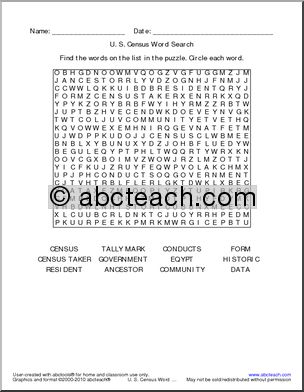 Word Search: U. S. Census (elementary)