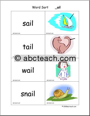-ail Words’ Word Sort Center