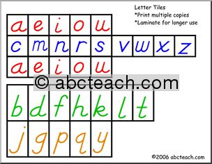 Letter Tiles (DN-Style Font) -color Cut and Paste